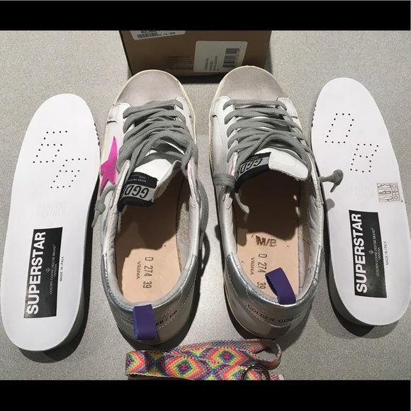 Golden Goose Superstar White/Navy/Multi sz 39 NIB - Picture 7 of 8